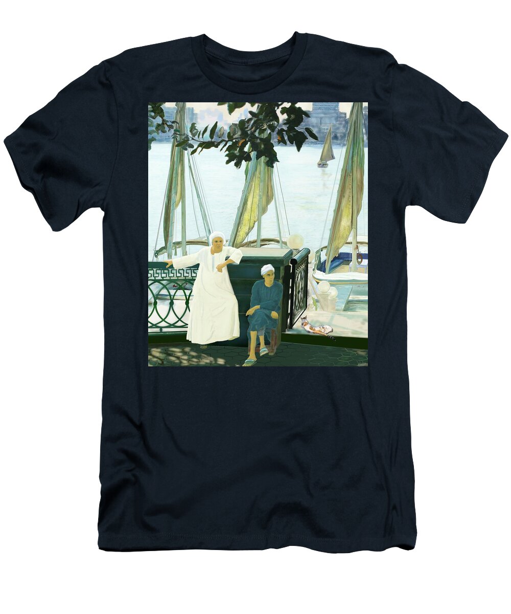 Victor Shelley T-Shirt featuring the painting Dok Dok Landing Stage by Victor Shelley