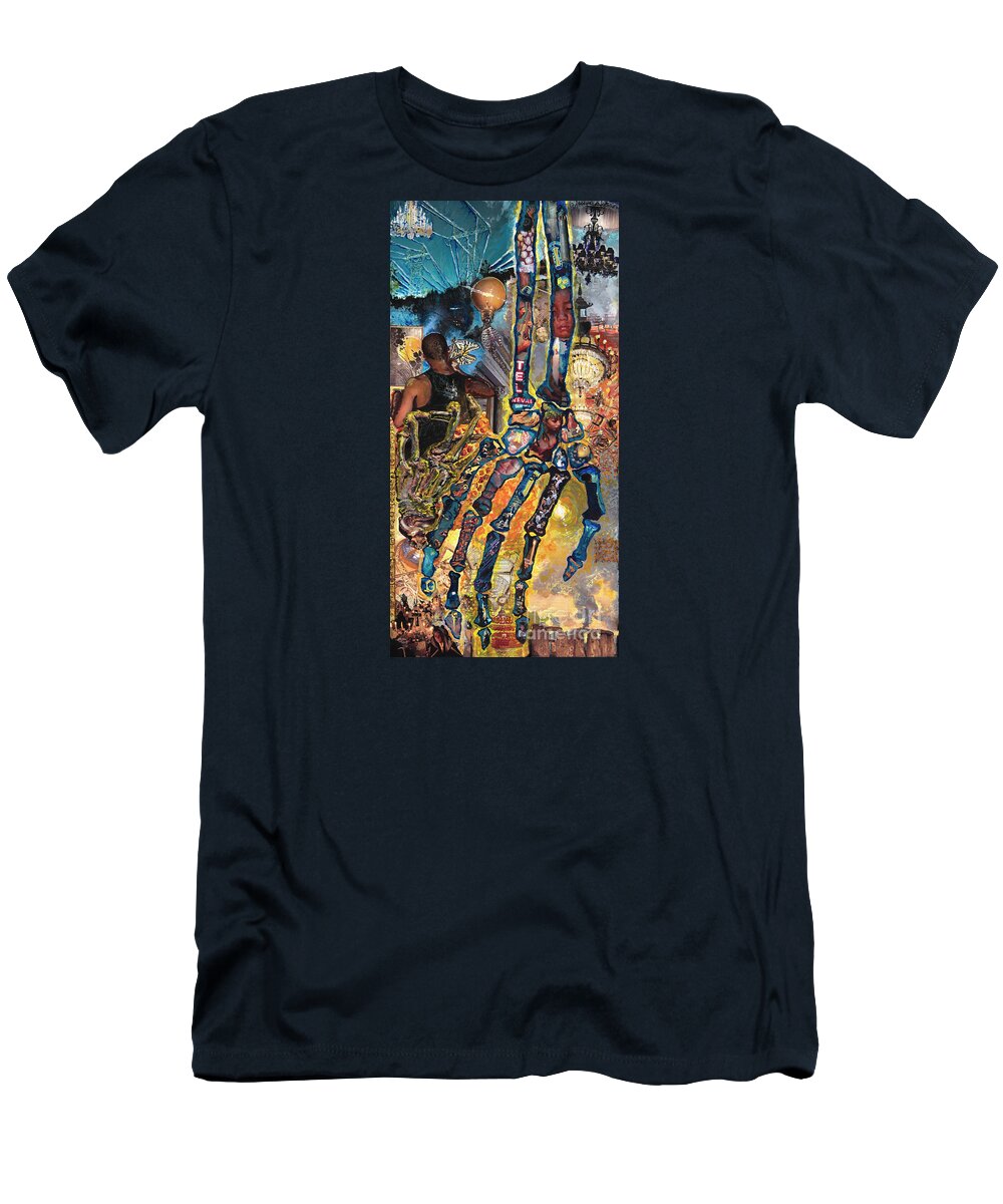 Human T-Shirt featuring the painting Electricity Hand La Mano Poderosa by Emily McLaughlin