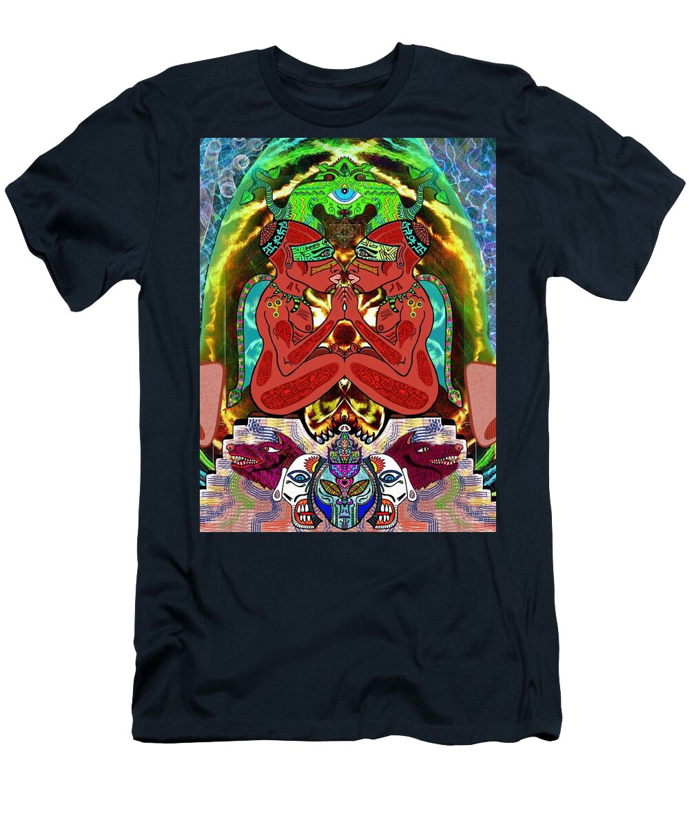 Visionary_art T-Shirt featuring the digital art Eye Gazers and Plant Teachers by Myztico Campo