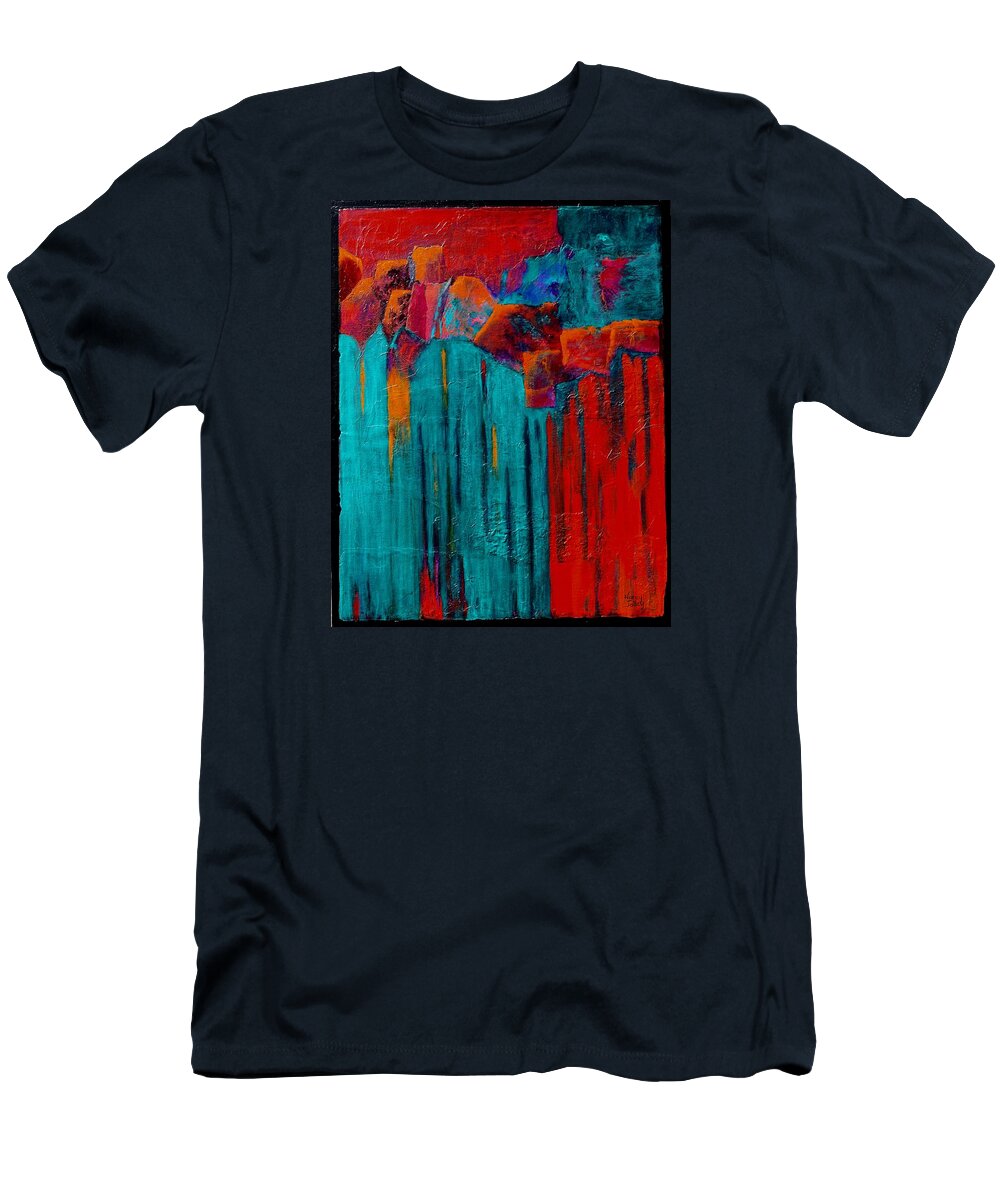 Abstract T-Shirt featuring the painting Waterfall by Nancy Jolley