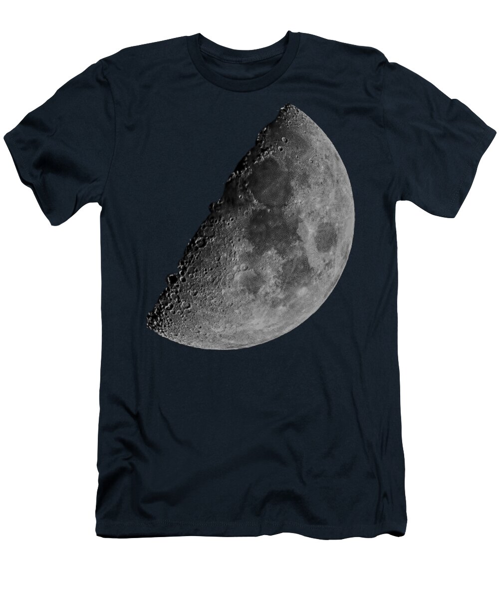 53 Percent T-Shirt featuring the photograph First Quarter Moon 53 by Mark Myhaver