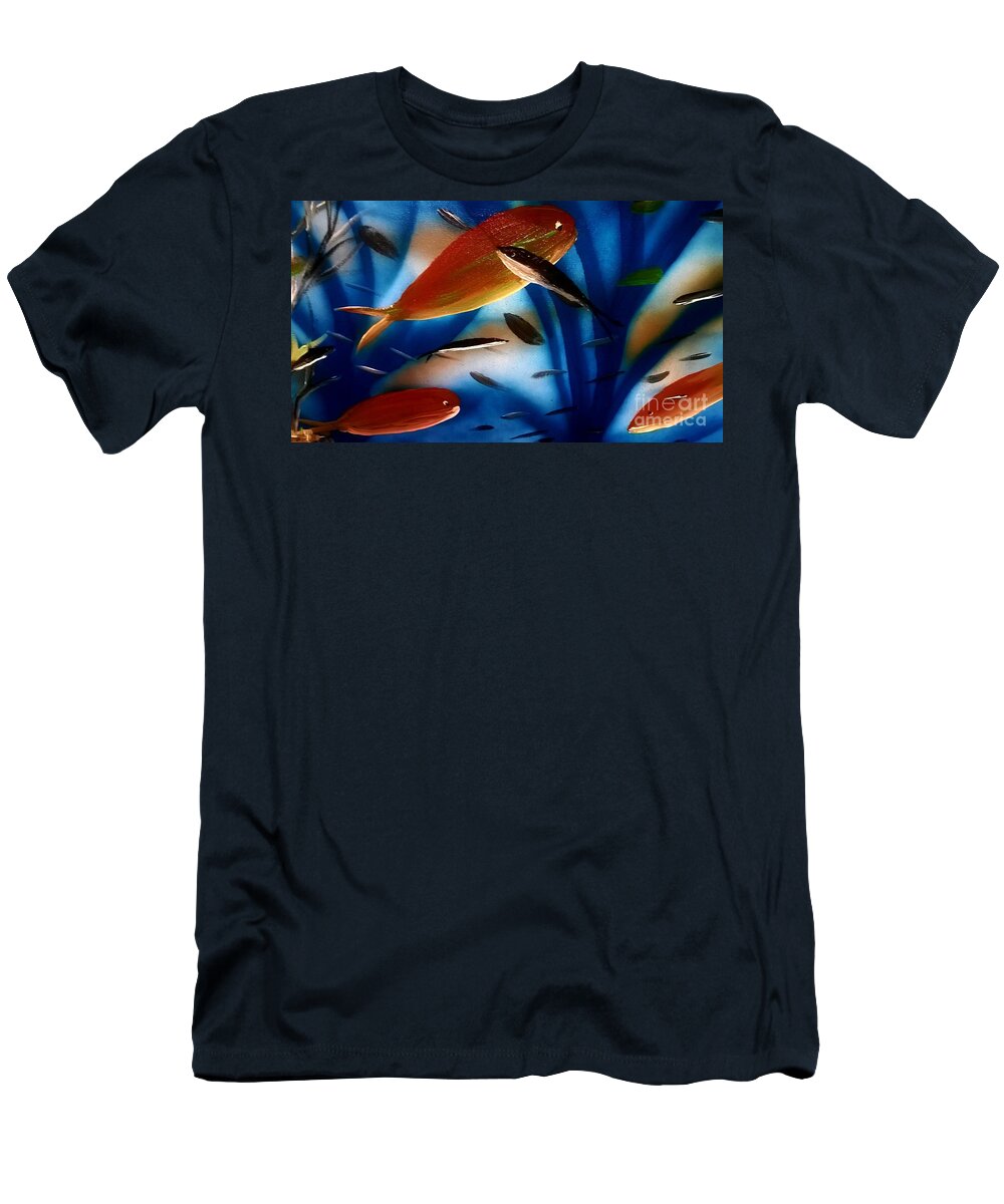 Fish Beach Ocean Blue Under Water T-Shirt featuring the painting Fish of Santa Rosa by James and Donna Daugherty