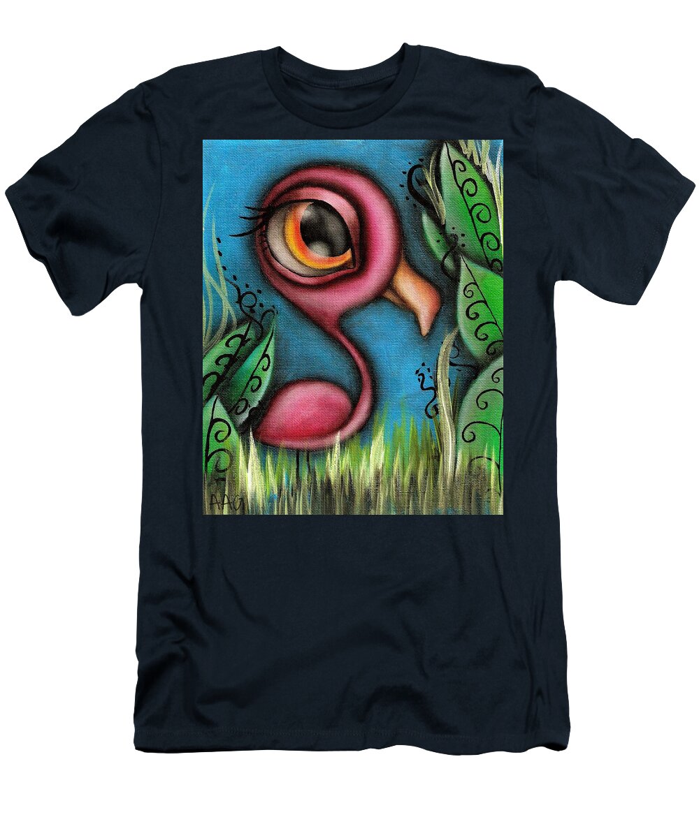 Abril T-Shirt featuring the painting Flamingo by Abril Andrade