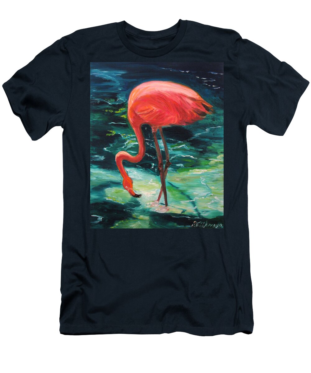 Flamingo T-Shirt featuring the painting Flamingo of Homasassa by Patricia Arroyo