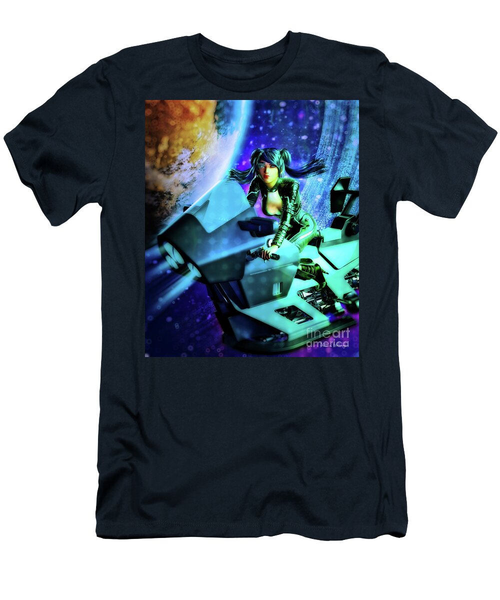 Sci-fi T-Shirt featuring the digital art Flying Through Galaxies by Alicia Hollinger
