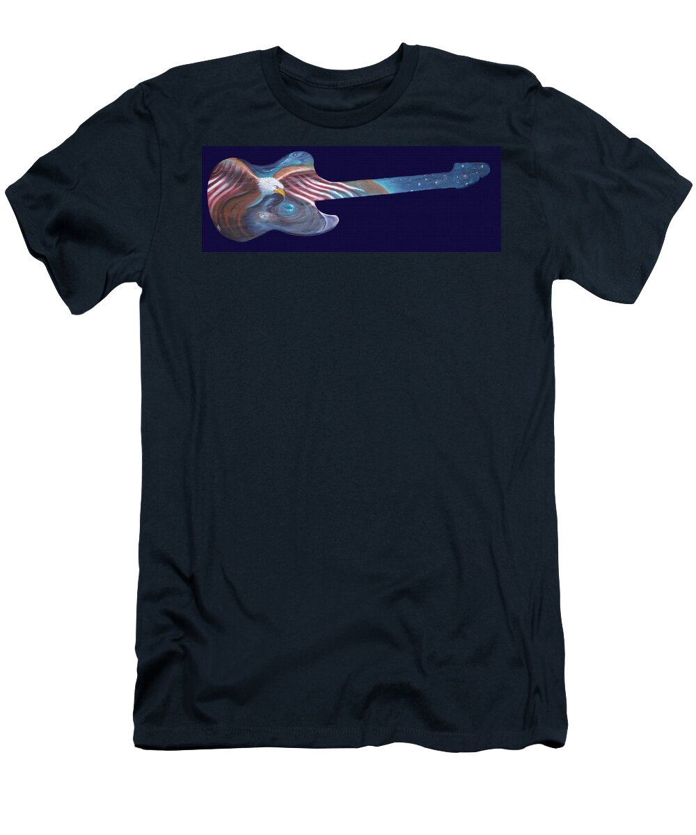 Curvismo T-Shirt featuring the painting Freedom Guitar by Sherry Strong