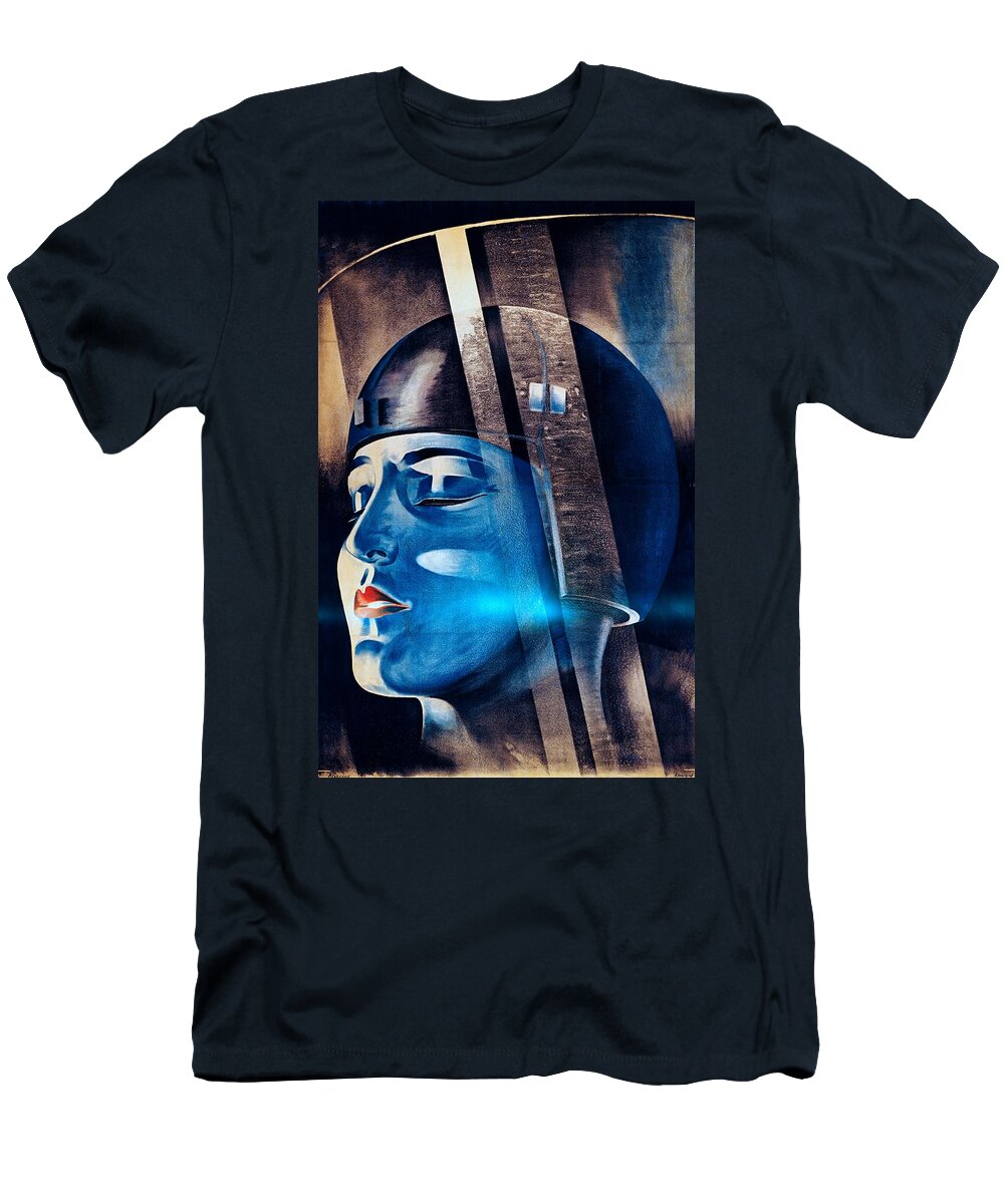 Poster T-Shirt featuring the painting Fritz Langs Metropolis movie poster 1926 by Vincent Monozlay