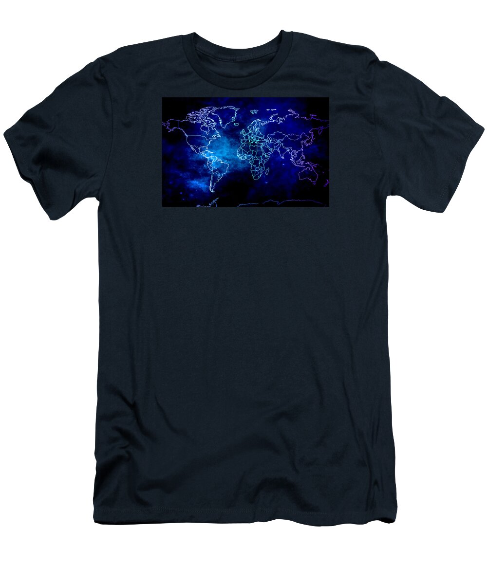 Maps T-Shirt featuring the photograph Galaxy World Map by Athena Mckinzie