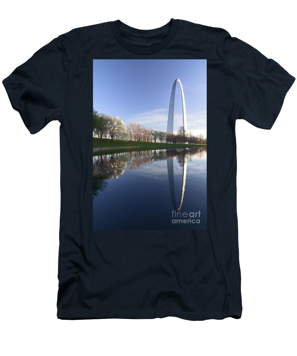 Gateway Arch T-Shirt featuring the photograph Gateway Arch and reflection by Sven Brogren