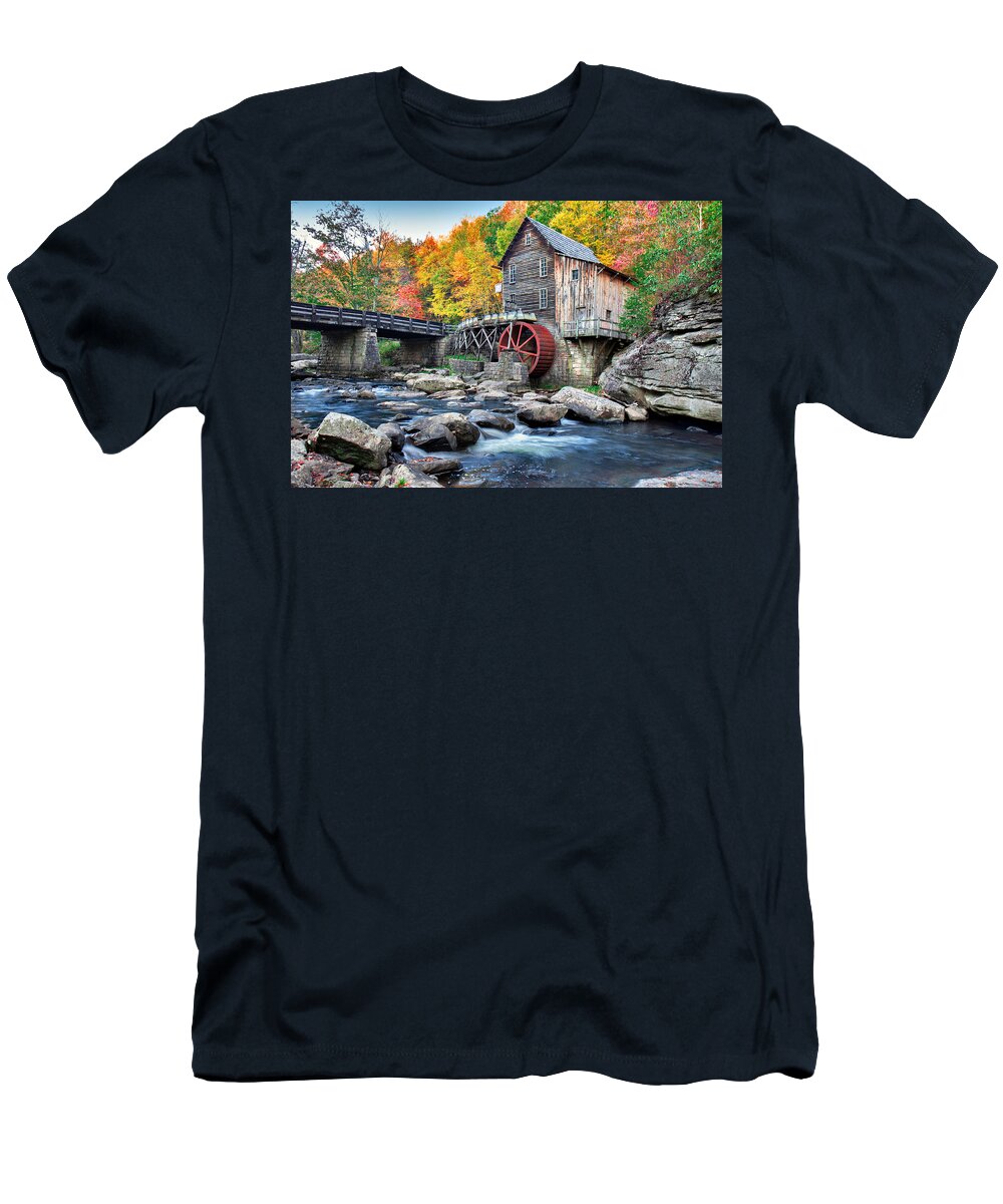 Babcock State Park T-Shirt featuring the photograph Glade Creek Grist Mill by Mary Almond
