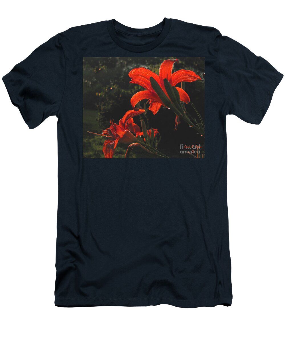 Flowers T-Shirt featuring the photograph Glowing Day Lilies by Donna Brown