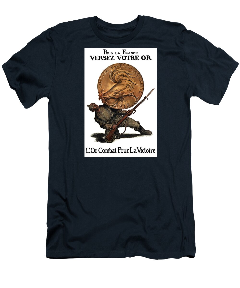 Ww1 T-Shirt featuring the painting Gold Fights For Victory by War Is Hell Store