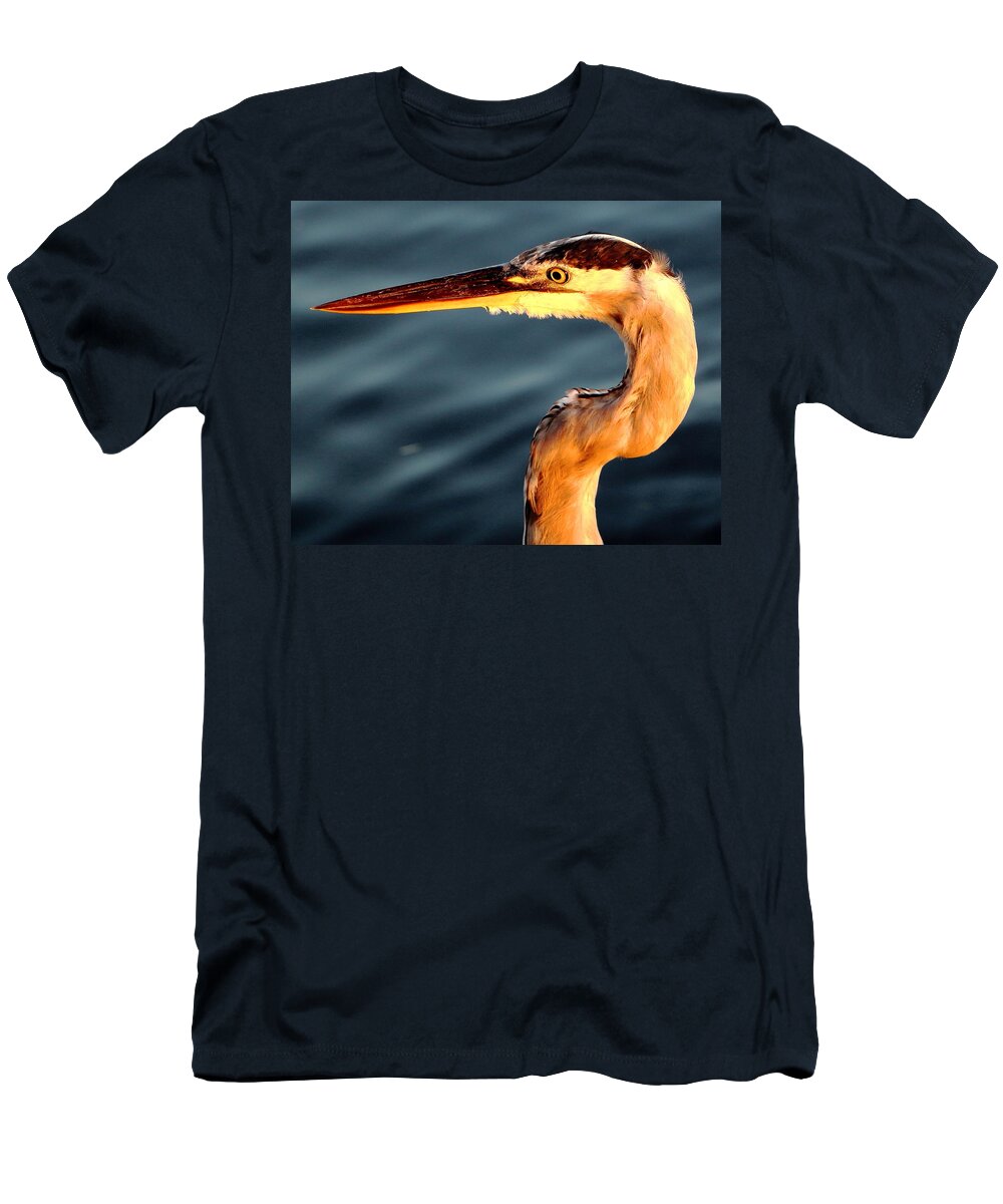 Liza T-Shirt featuring the photograph Golden Heron by Larry Beat
