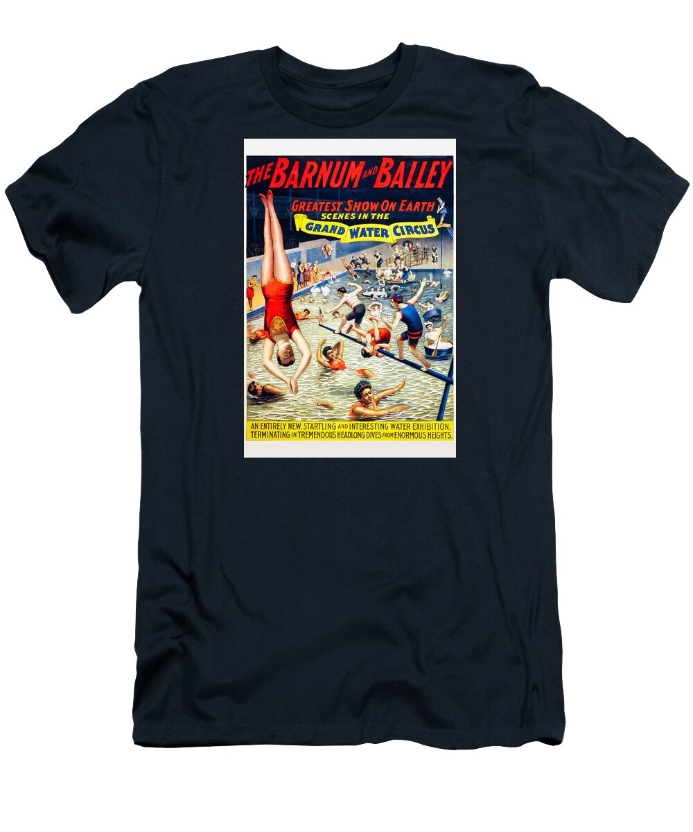 1985 T-Shirt featuring the painting Grand water circus Barnum and Bailey 1895 by Vincent Monozlay