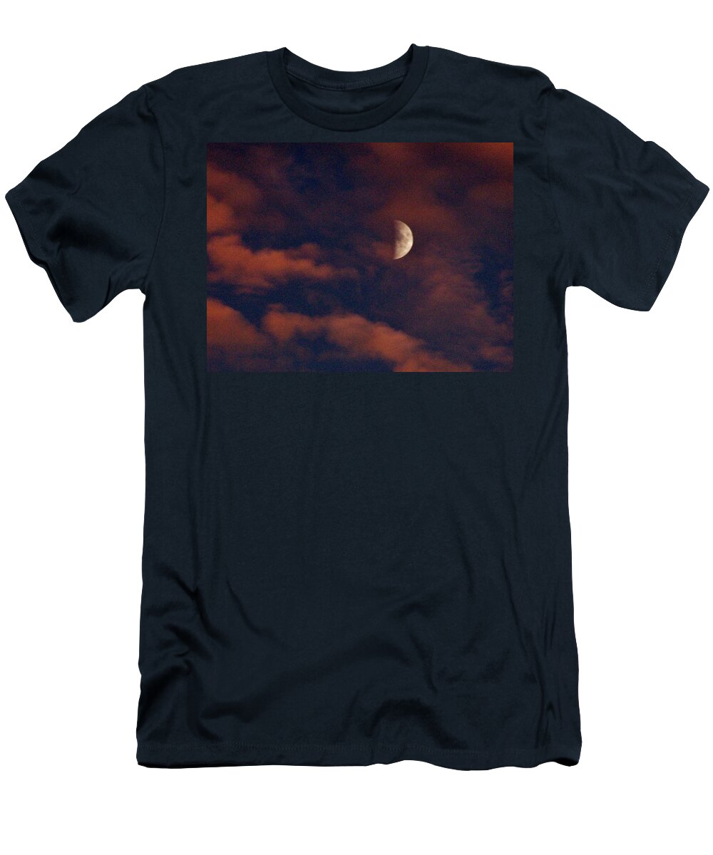 Moon T-Shirt featuring the photograph Half Moon by Eileen Brymer