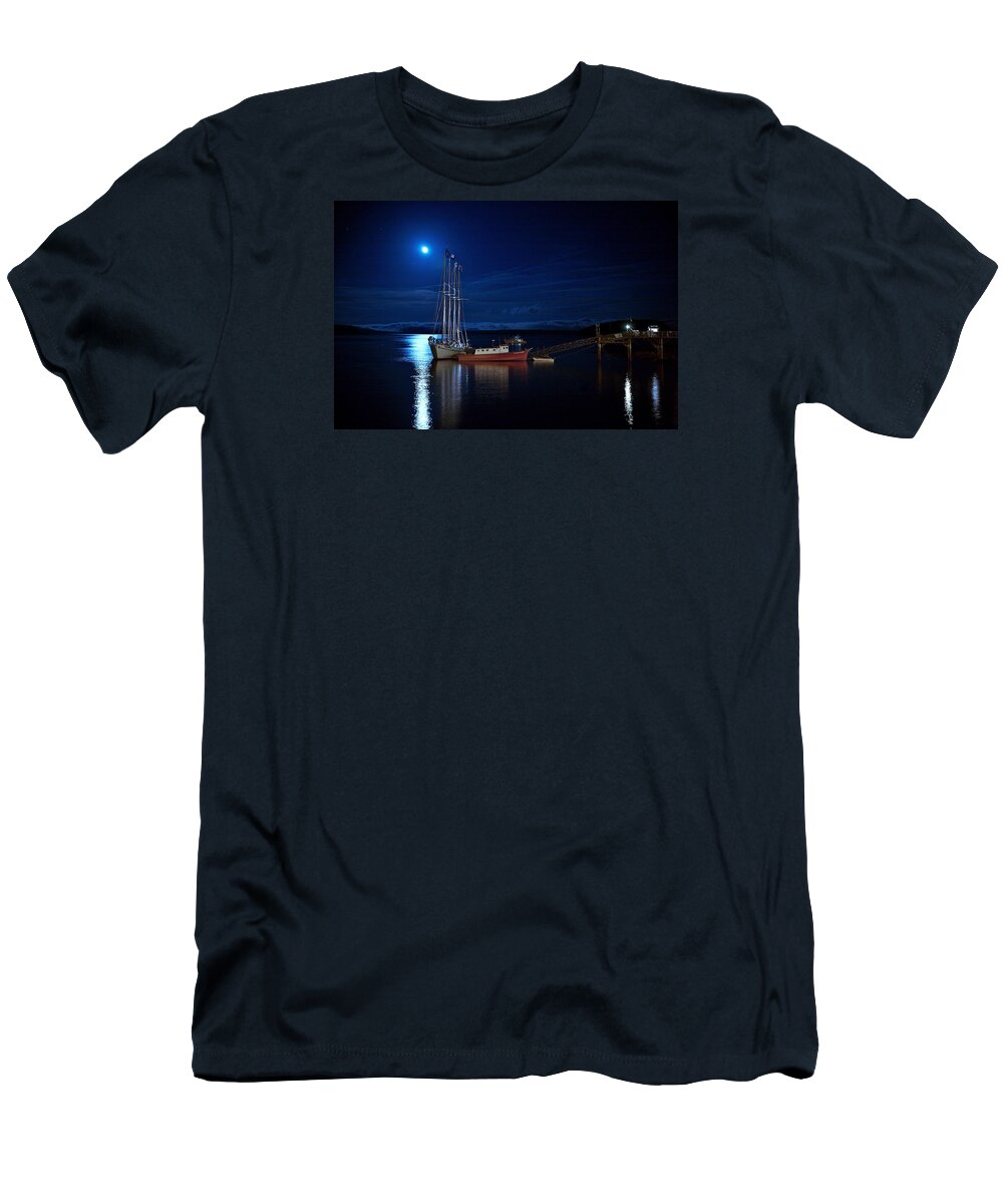 Lawrence T-Shirt featuring the photograph Harbor Moon by Lawrence Boothby