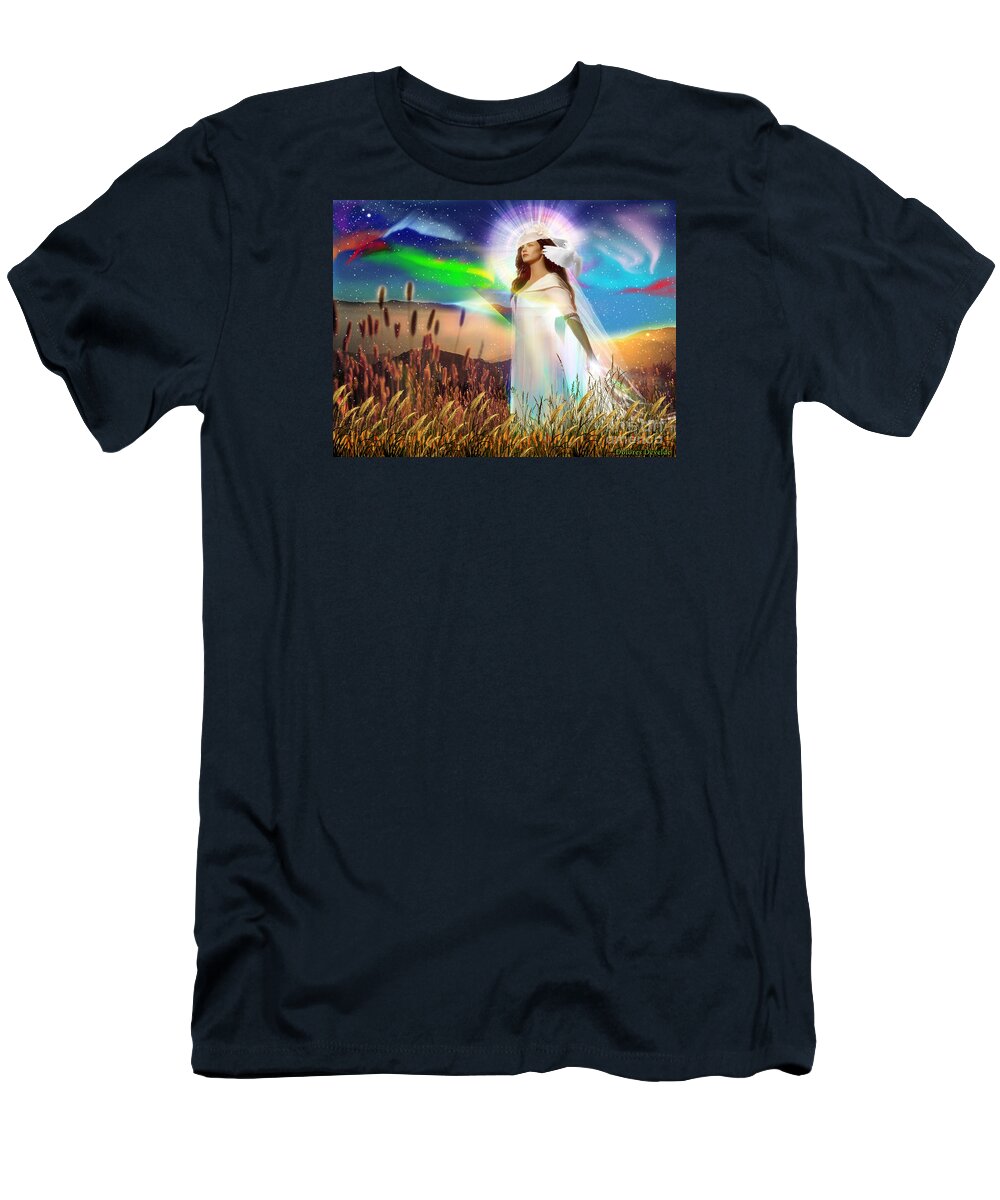 Wheat And Tare T-Shirt featuring the digital art Harvest Bride by Dolores Develde