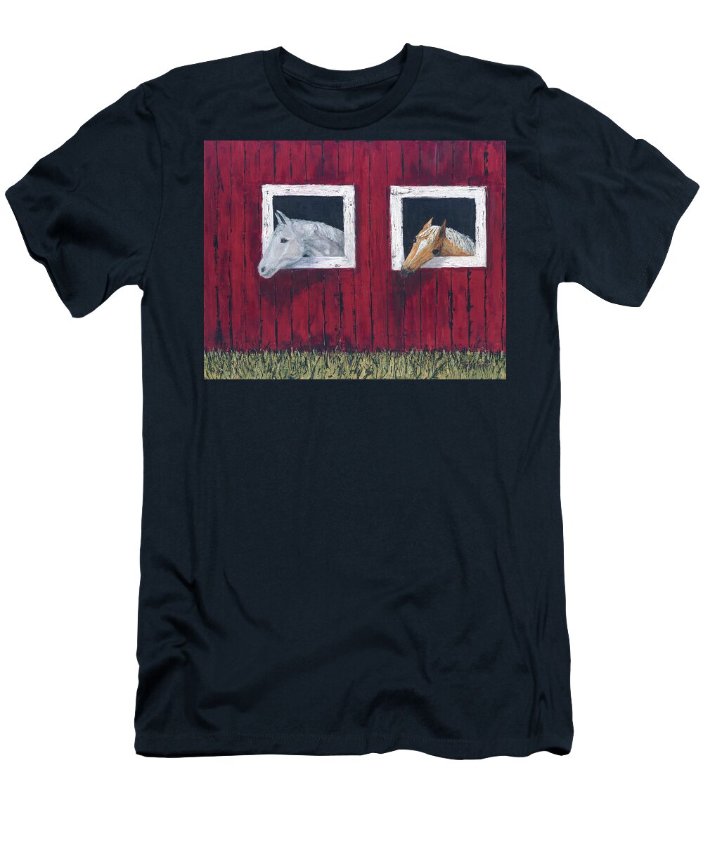 Horses T-Shirt featuring the painting He and She by Kathryn Riley Parker