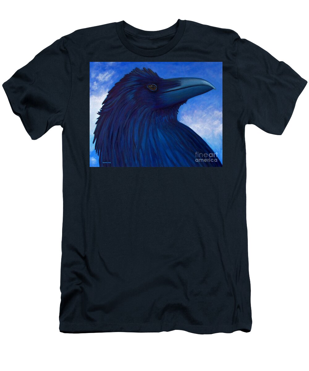 Raven T-Shirt featuring the painting Heaven bound by Brian Commerford
