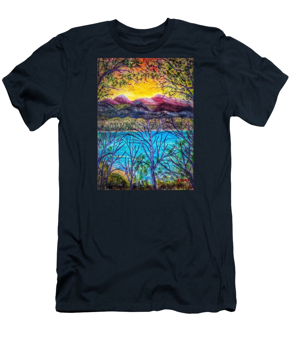 Lake T-Shirt featuring the painting Hidden Lake by Anne Sands