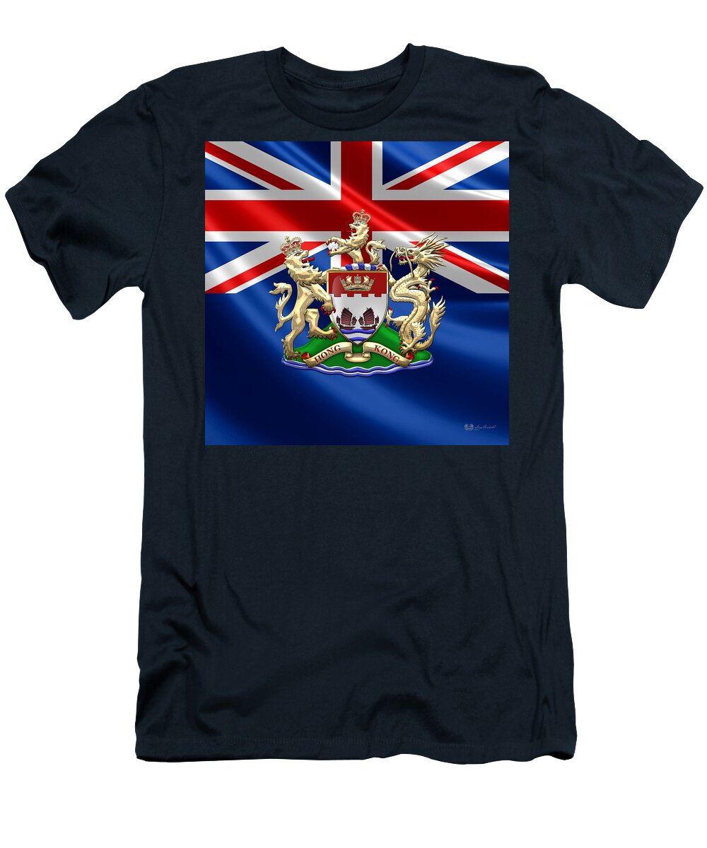 World Heraldry 3d By Serge Averbukh T-Shirt featuring the photograph Hong Kong - 1959-1997 Coat of Arms by Serge Averbukh