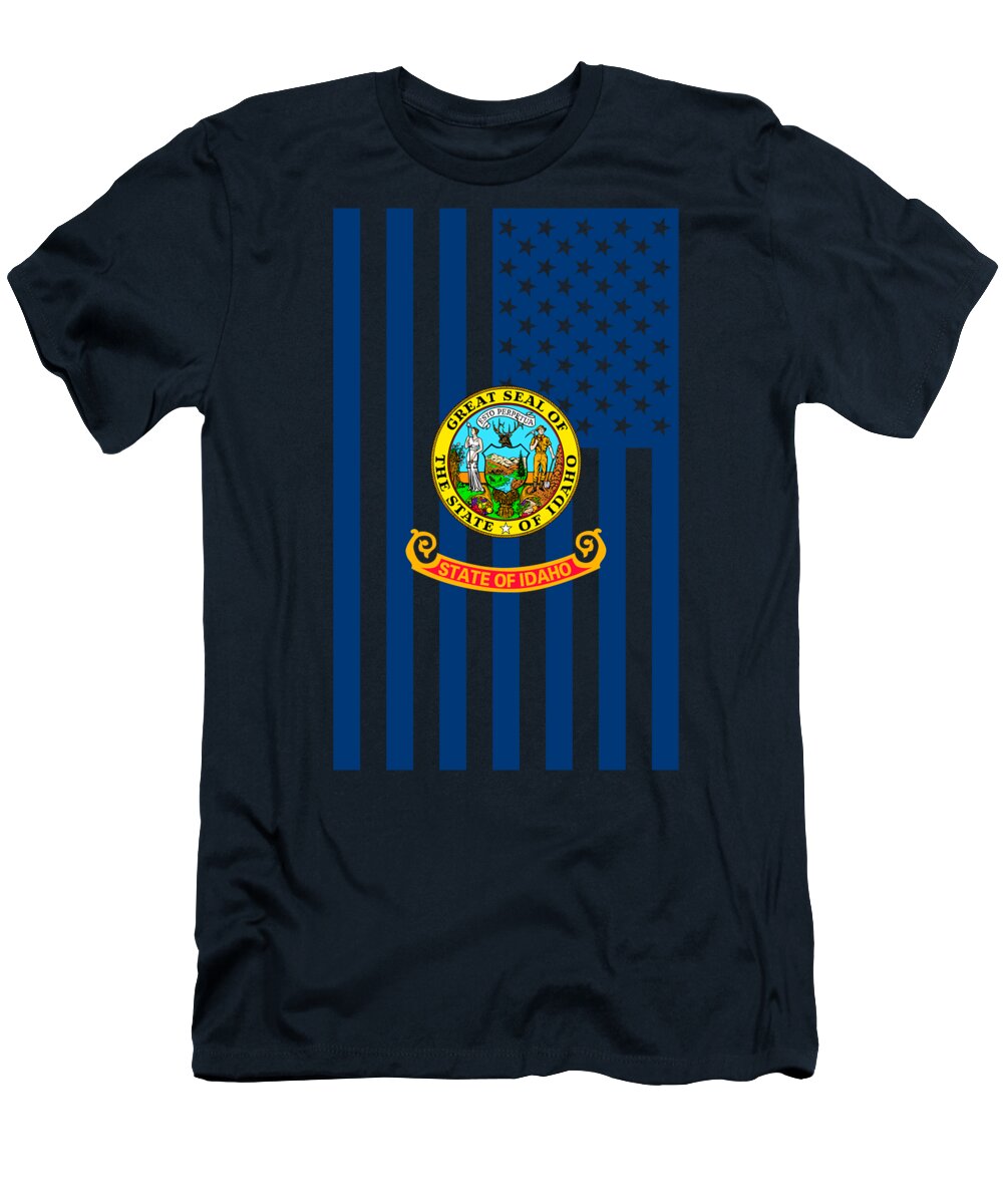 Idaho T-Shirt featuring the digital art Idaho State Flag Graphic USA Styling by Garaga Designs