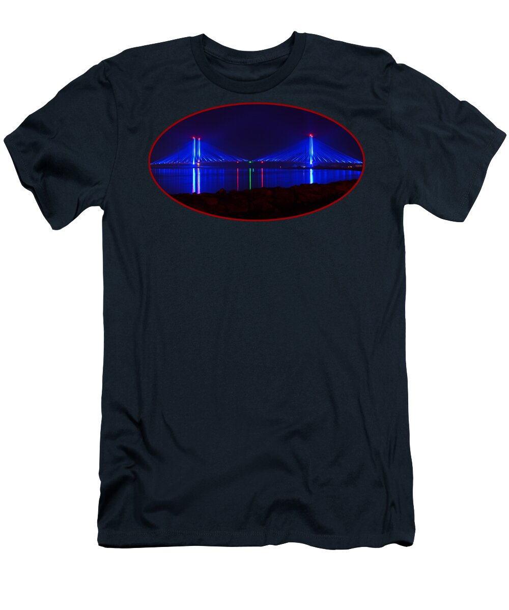 Indian River Bridge T-Shirt featuring the photograph Indian River Inlet Bridge After Dark by Bill Swartwout