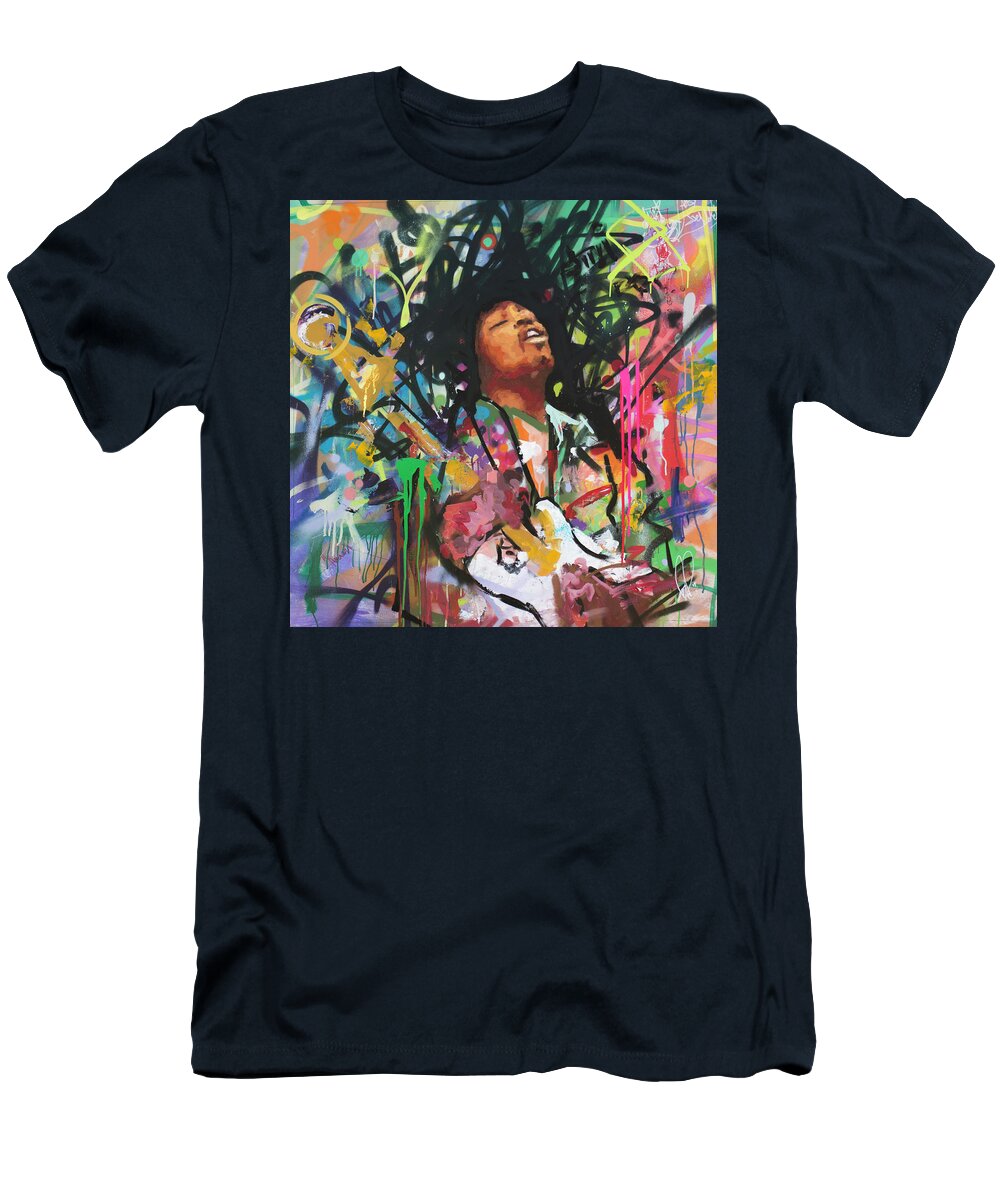 Jimi T-Shirt featuring the painting Jimi Hendrix III by Richard Day