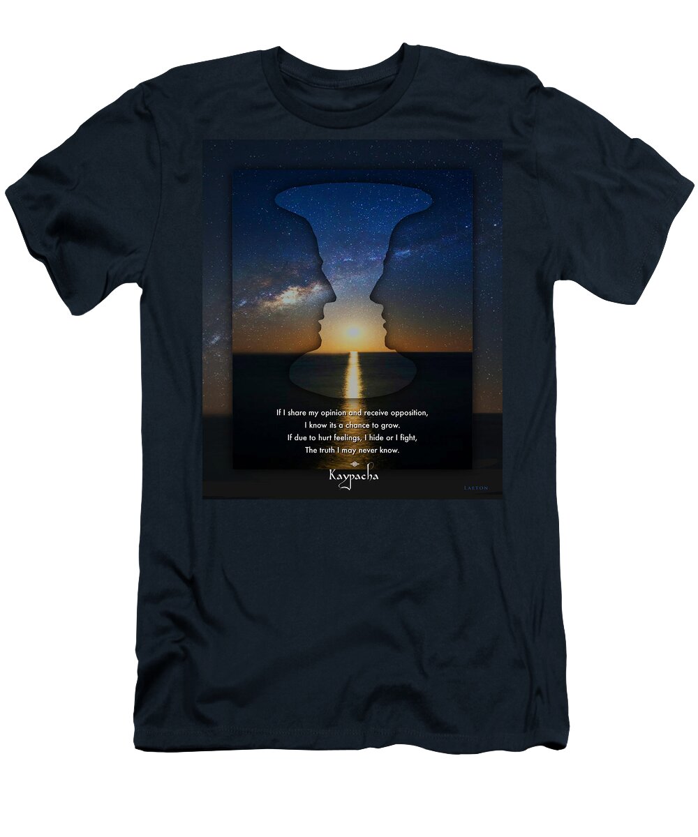 Sunset T-Shirt featuring the mixed media Kaypacha mantra 2.3.2015 by Richard Laeton