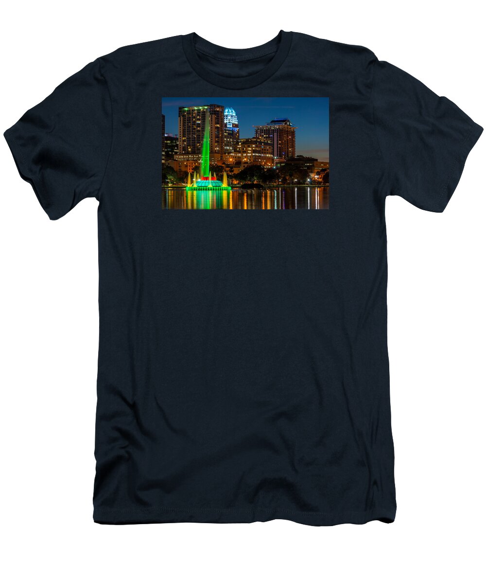 Lake T-Shirt featuring the photograph Lake Eola Fountain by David Hart