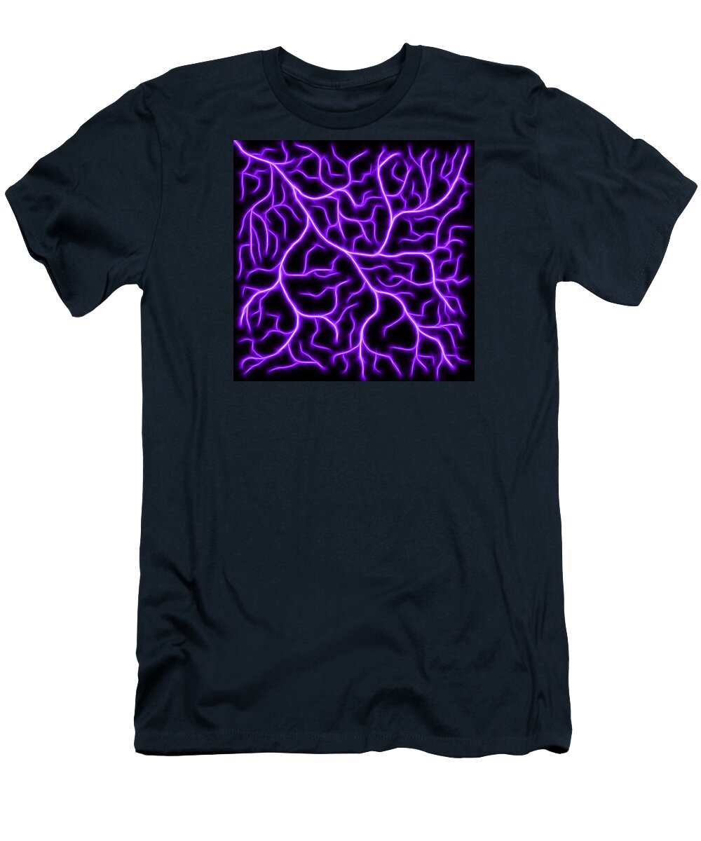 Lightning T-Shirt featuring the digital art Lightning - Purple by Shane Bechler