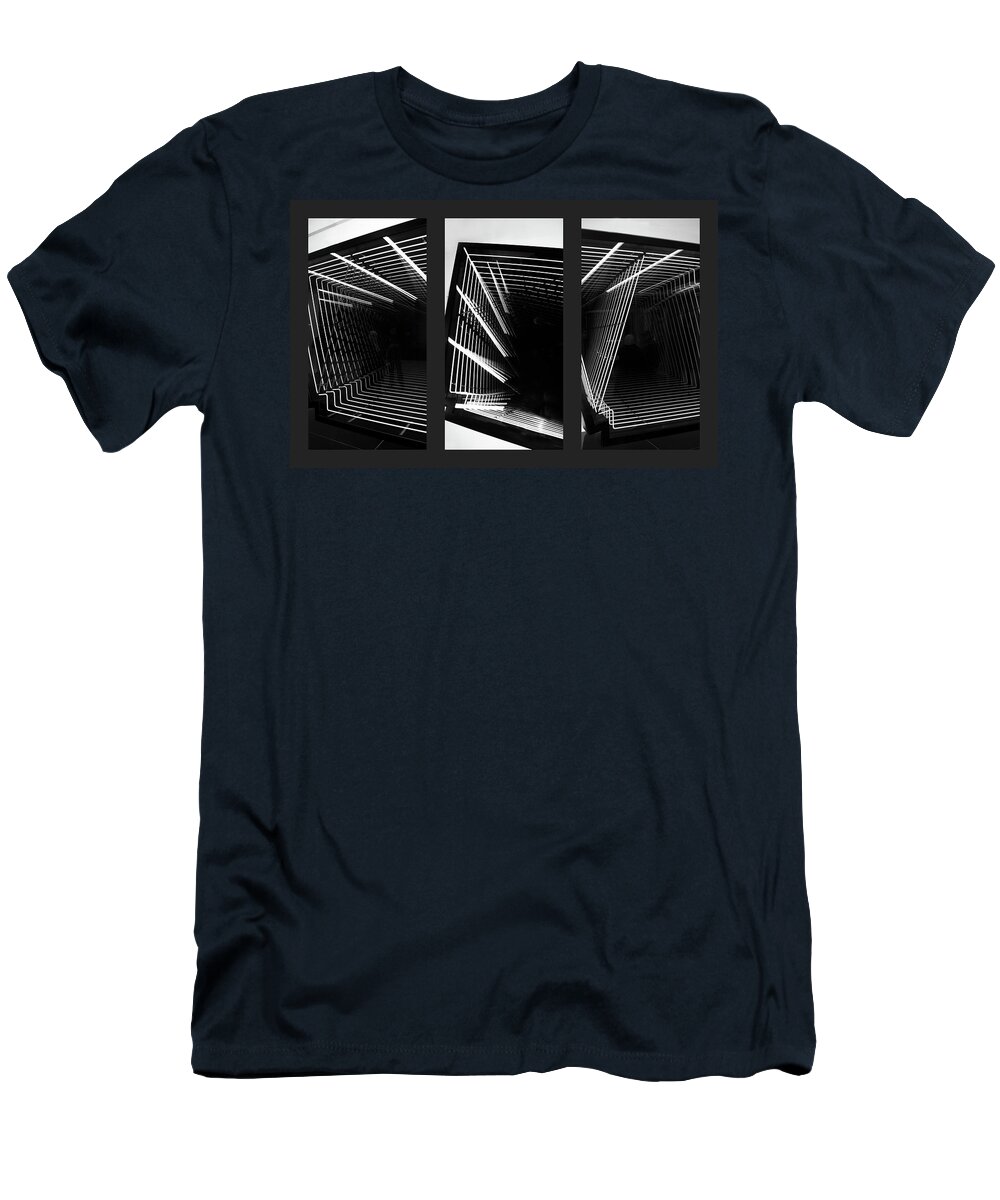Monochrome T-Shirt featuring the photograph Lines of Light Triptych by Jessica Jenney