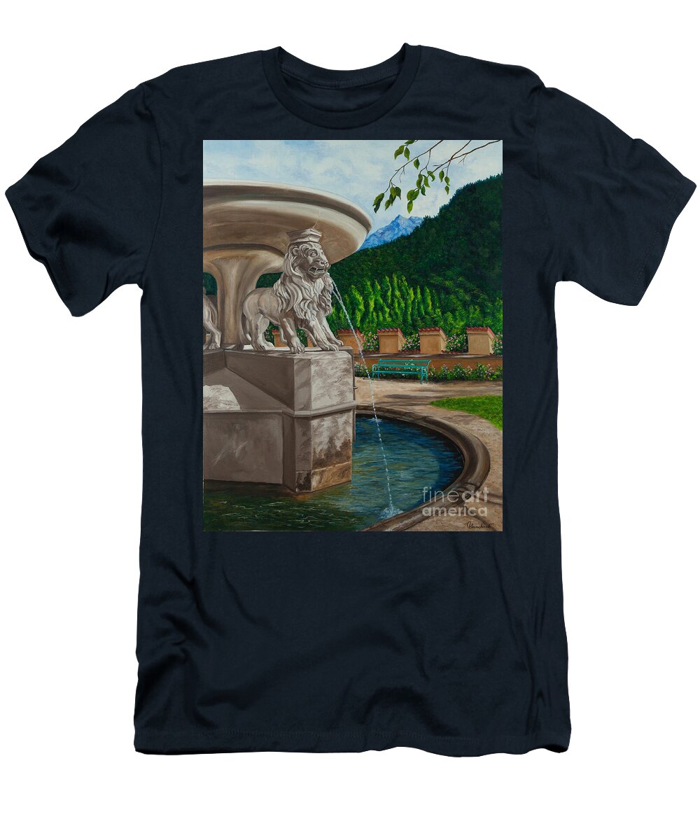 Germany Art T-Shirt featuring the painting Lions of Bavaria by Charlotte Blanchard