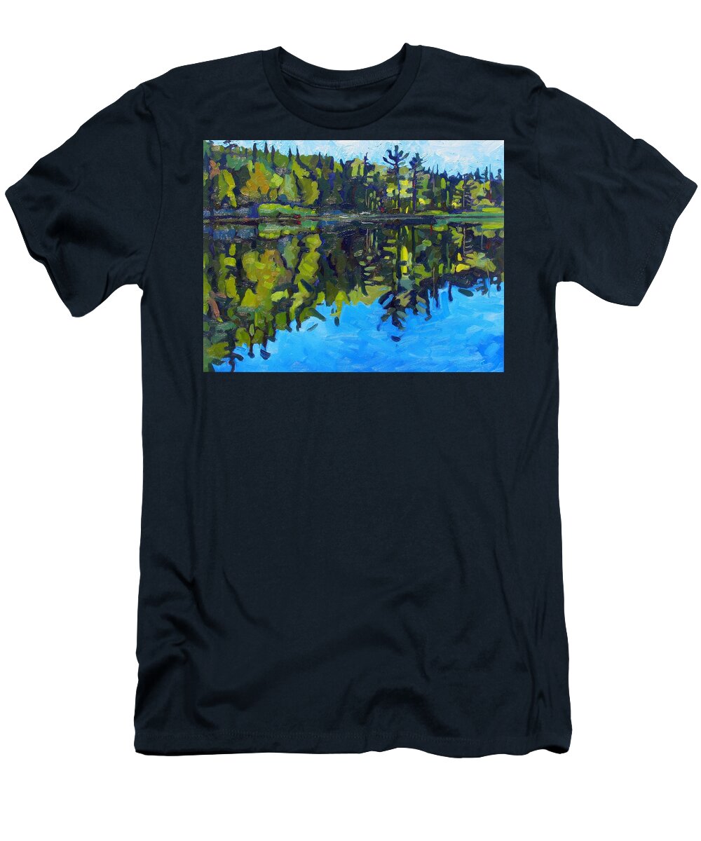 Limberlost T-Shirt featuring the painting Little Clear Morning by Phil Chadwick