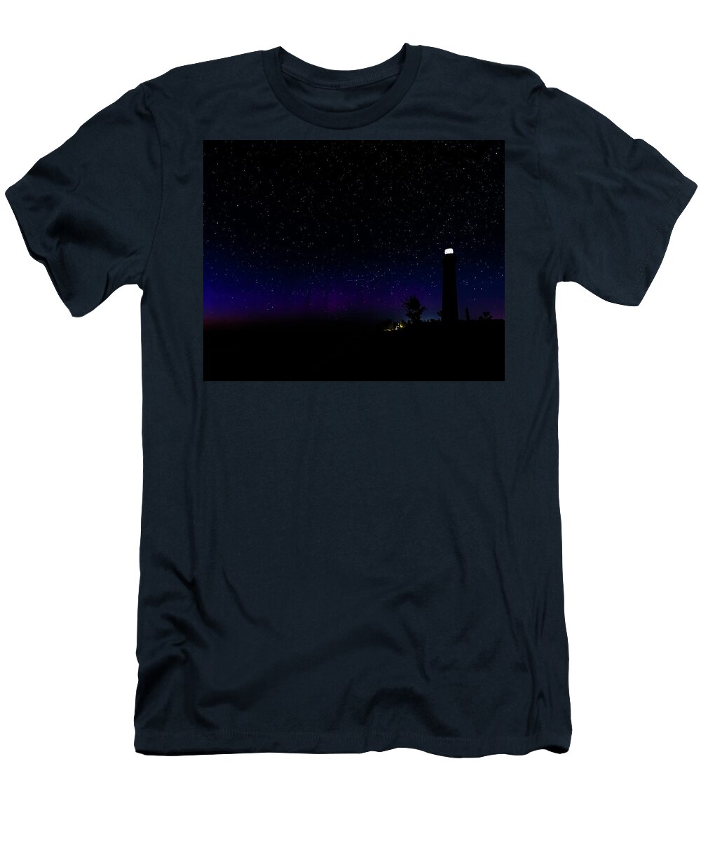 Northern Lights T-Shirt featuring the photograph Little Sable Northern Lights by Joe Holley