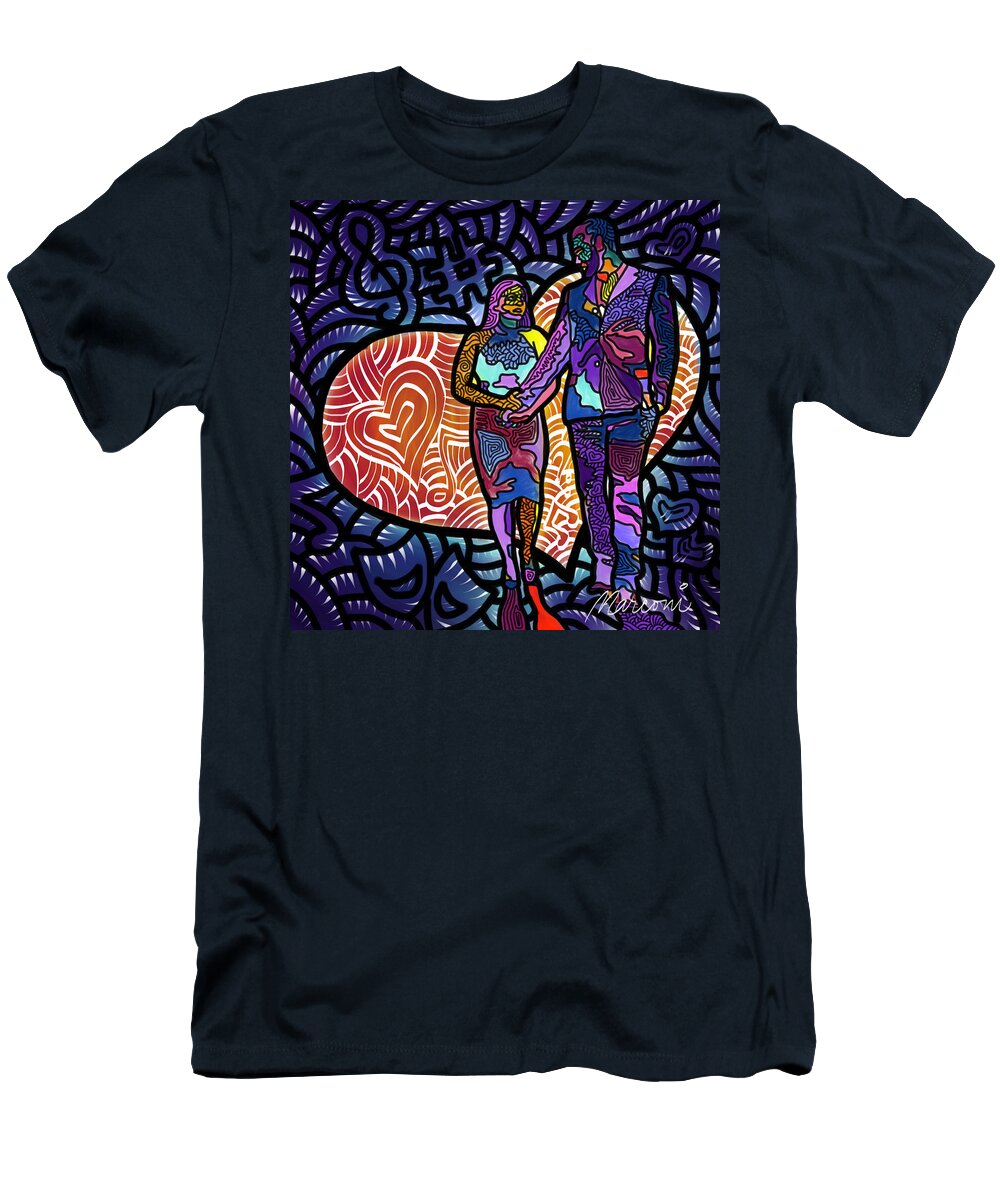Wedding T-Shirt featuring the digital art Love on High Notes by Marconi Calindas