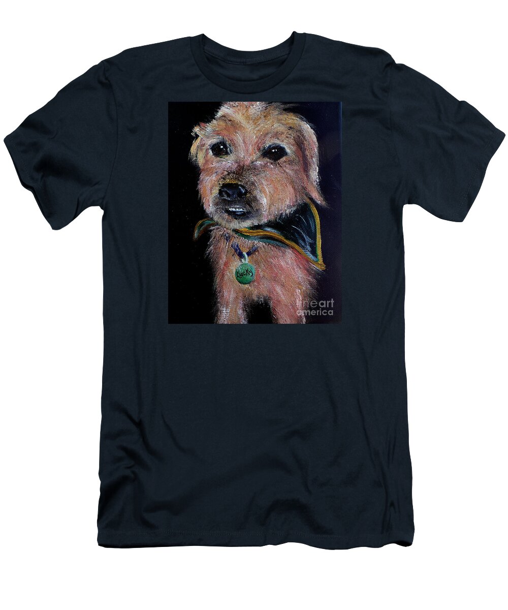 Dog T-Shirt featuring the painting Lucky by Deb Arndt