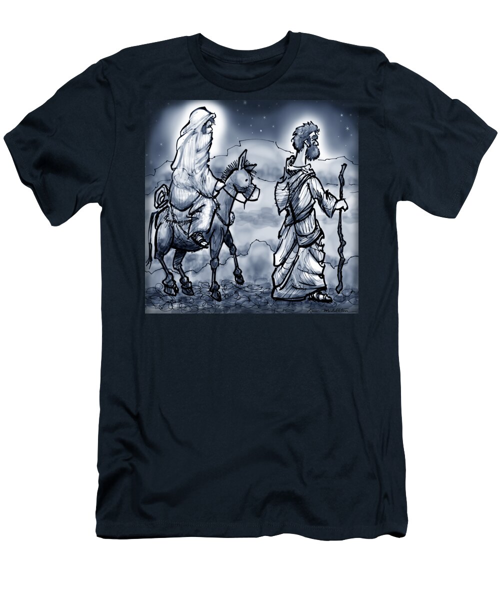 Mary T-Shirt featuring the digital art Mary and Joseph by Kevin Middleton