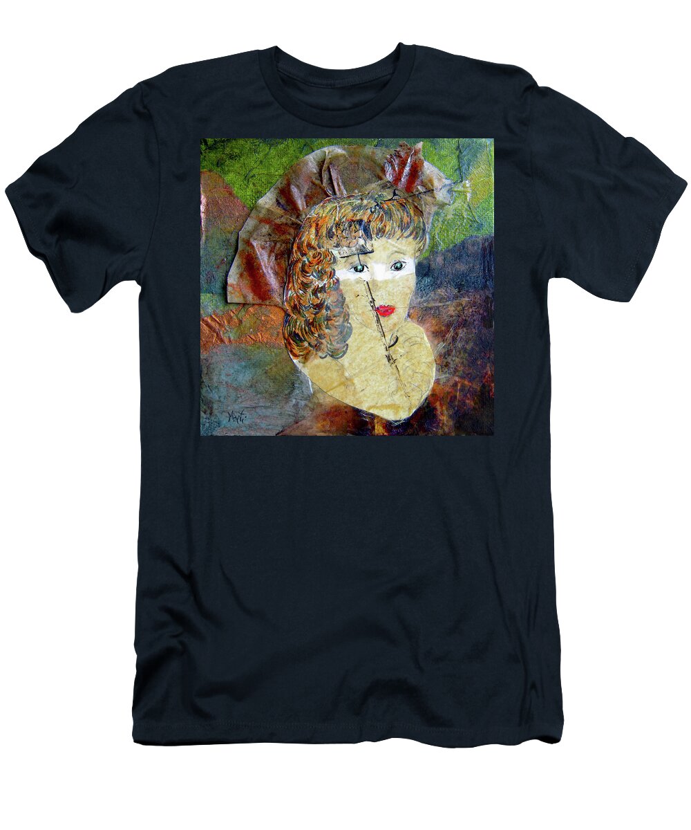 Masquerade T-Shirt featuring the mixed media Masquerade Beauty by Michele Avanti
