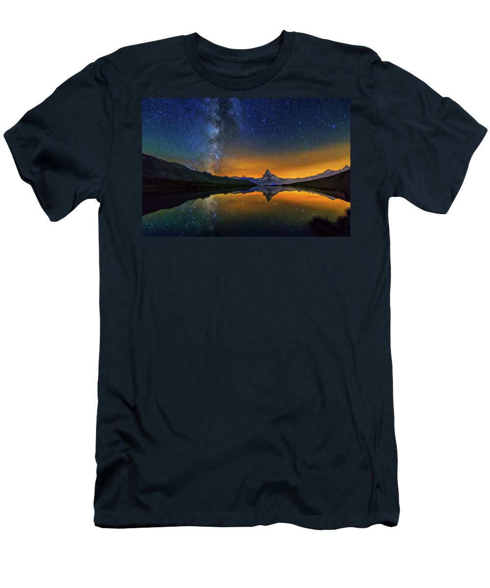 Matterhorn T-Shirt featuring the photograph Matterhorn by Night by Ralf Rohner