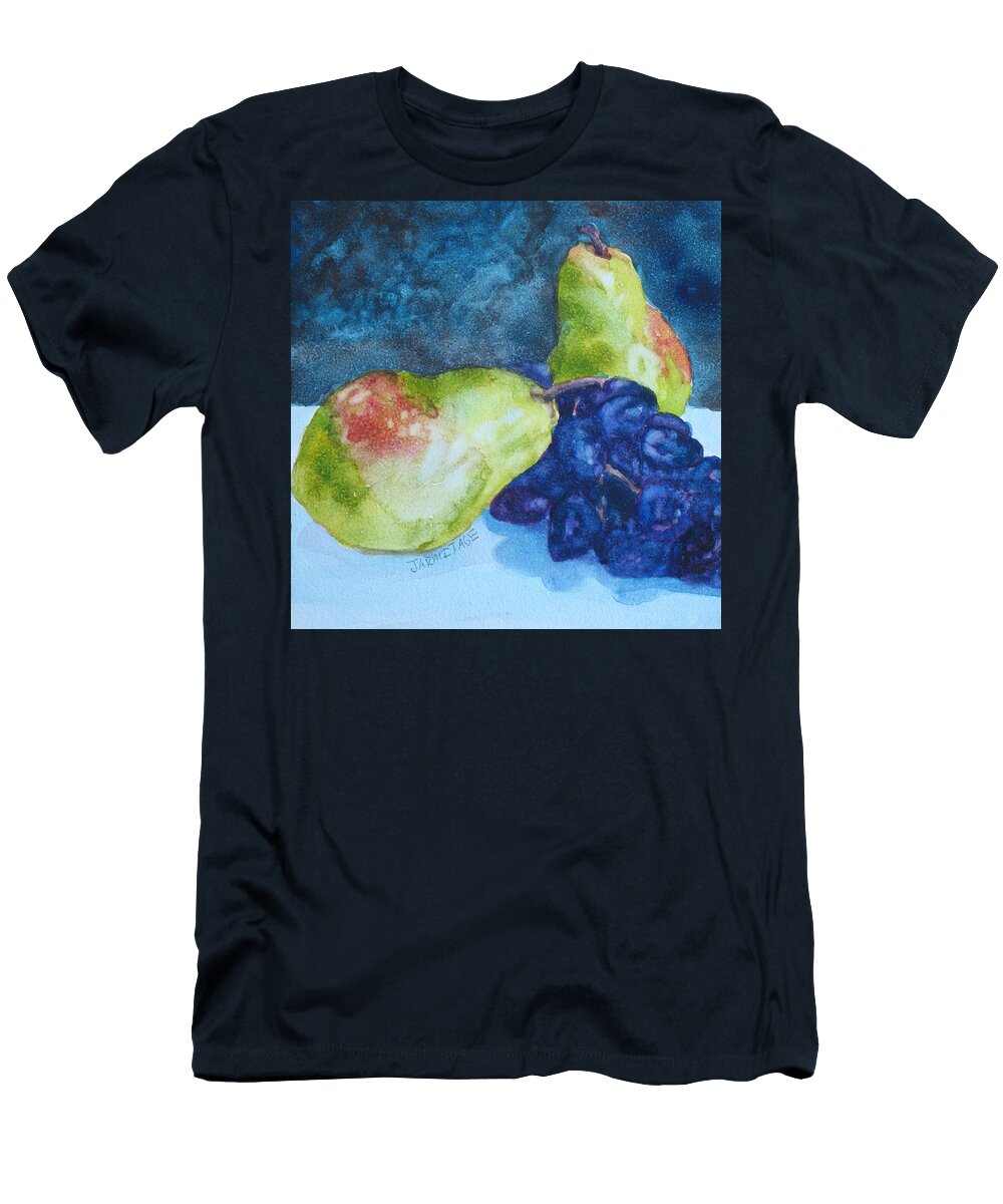 Pears T-Shirt featuring the painting Meeting Over Grapes by Jenny Armitage