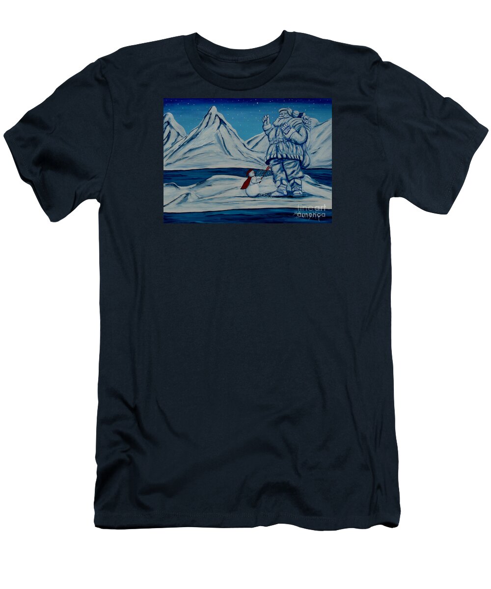 Snow T-Shirt featuring the painting Michelangelsnow by Anthony Dunphy