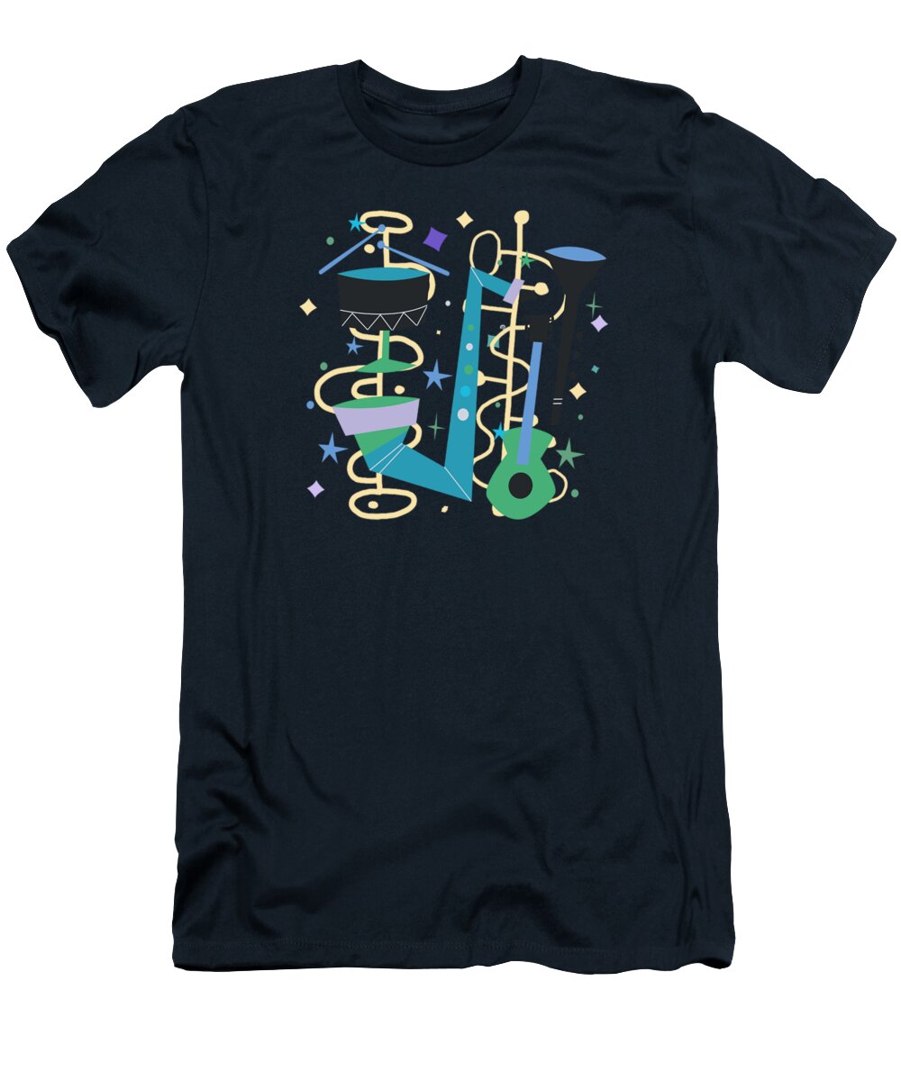 Painting T-Shirt featuring the painting Midcentury Modern Fifties Jazz Composition by Little Bunny Sunshine