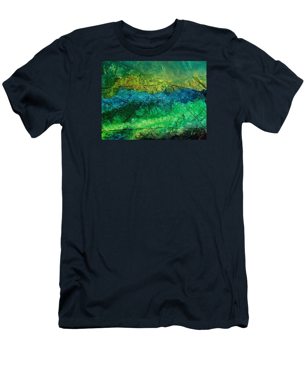 Contemporary T-Shirt featuring the painting Mixed media 02 by rafi talby by Rafi Talby