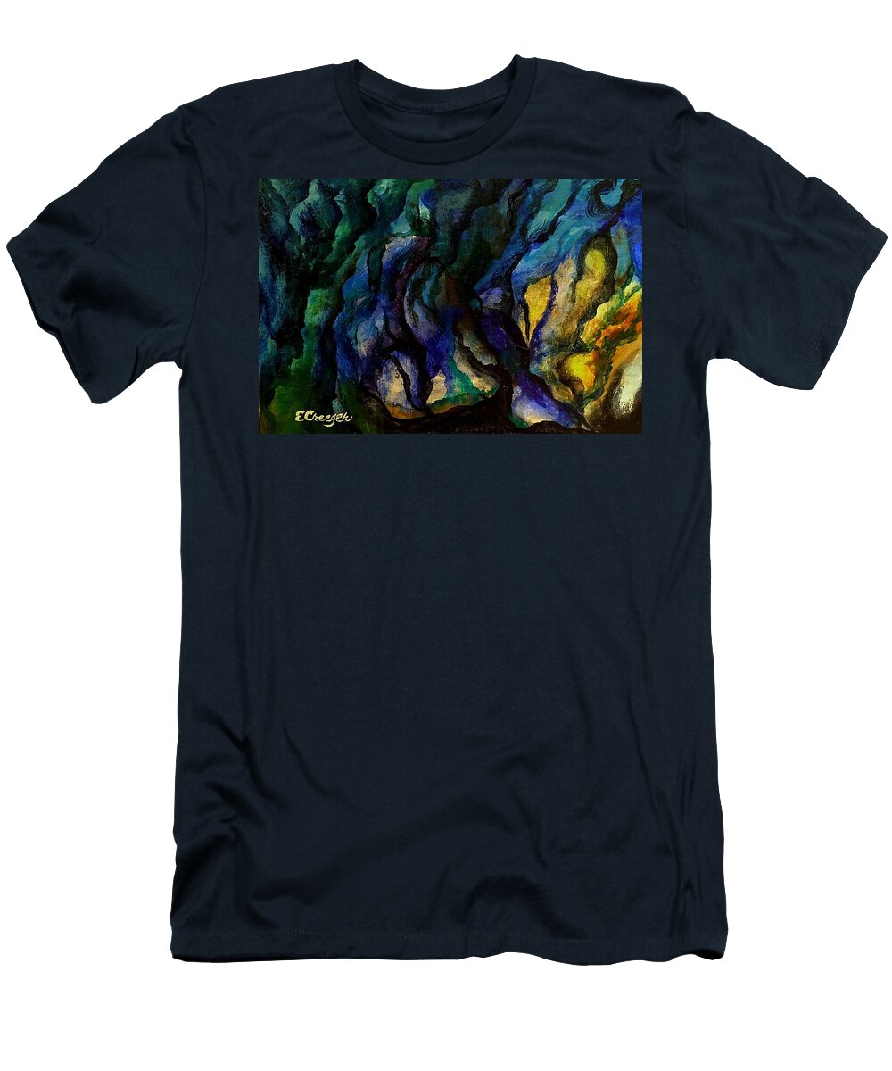 Acrylic Painting T-Shirt featuring the painting Moody Bleu by Esperanza Creeger