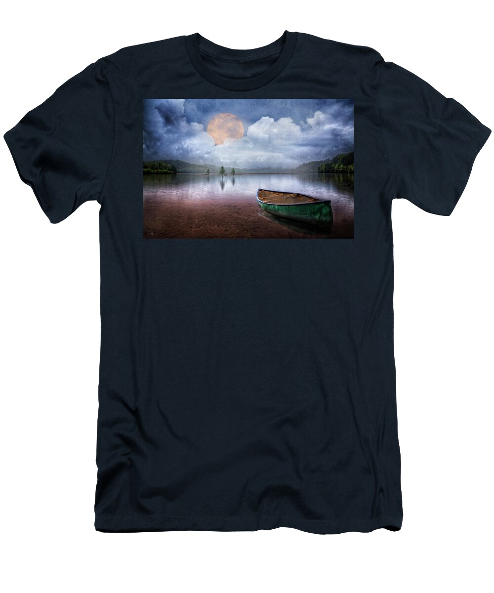 Appalachia T-Shirt featuring the photograph Moonglow on the Lake by Debra and Dave Vanderlaan