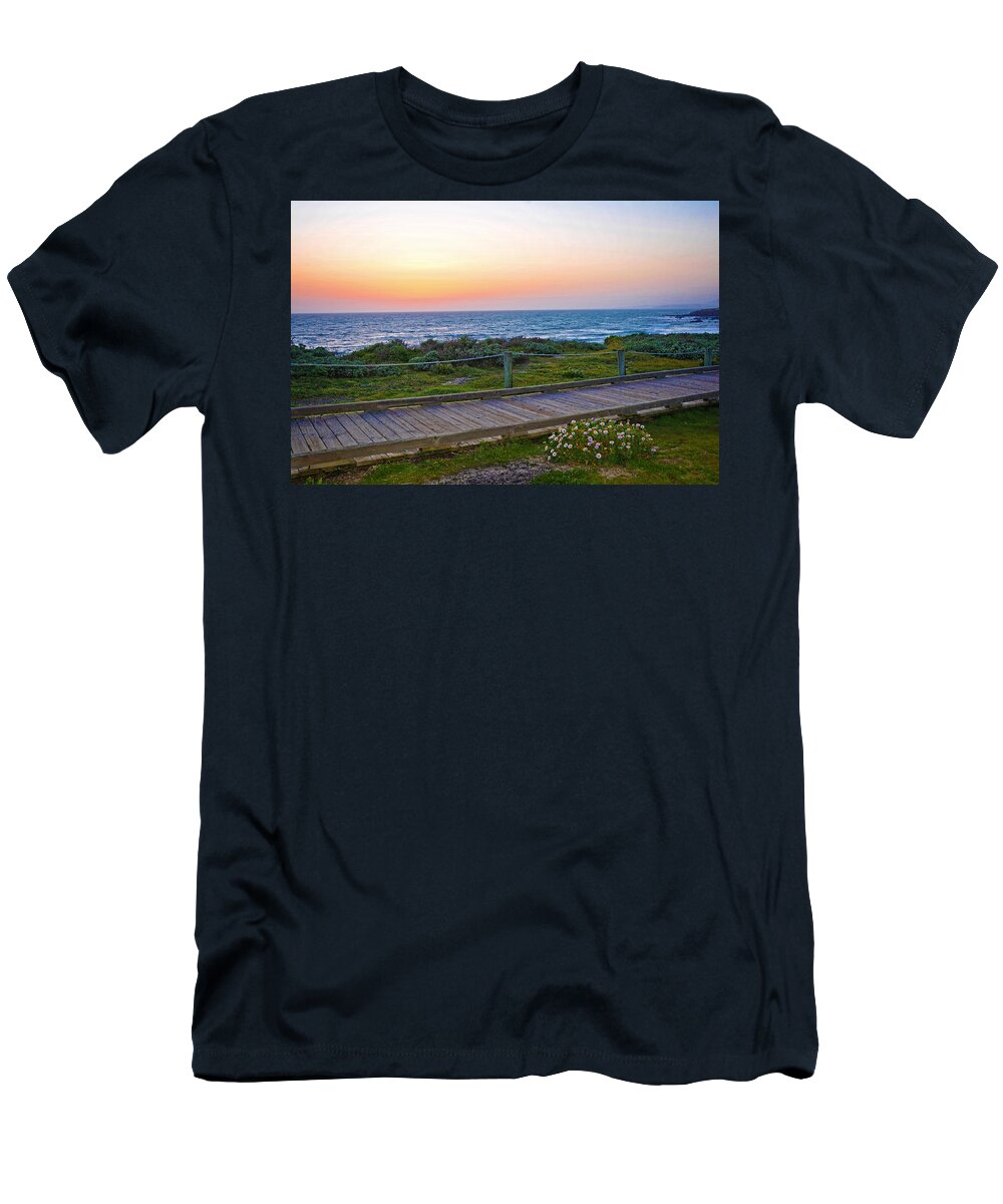 Moonstone Beach T-Shirt featuring the photograph Moonstone Beach Boardwalk by Lynn Bauer