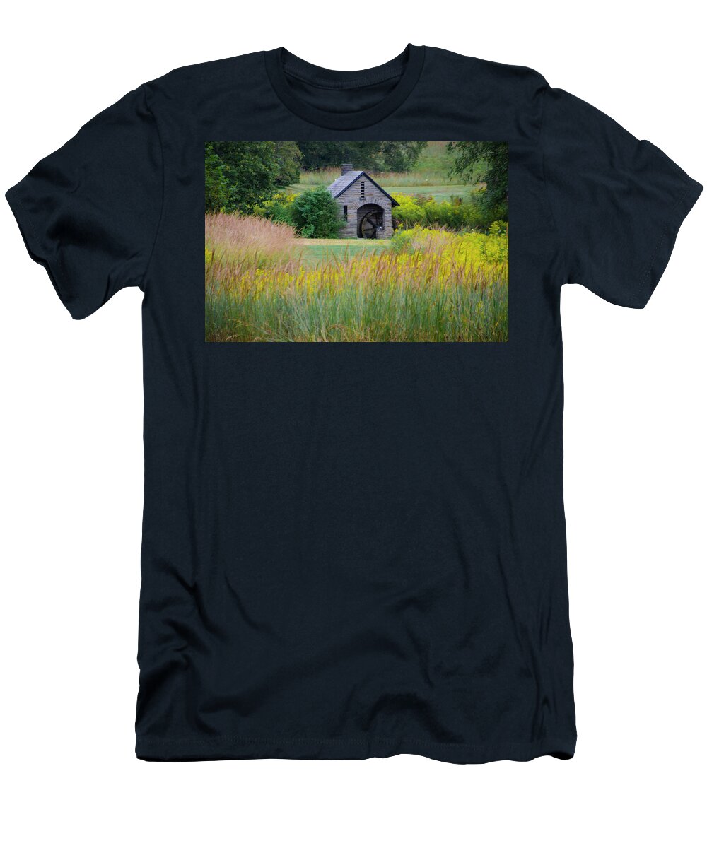 Morris T-Shirt featuring the photograph Morris Arboretum Mill in September by Bill Cannon