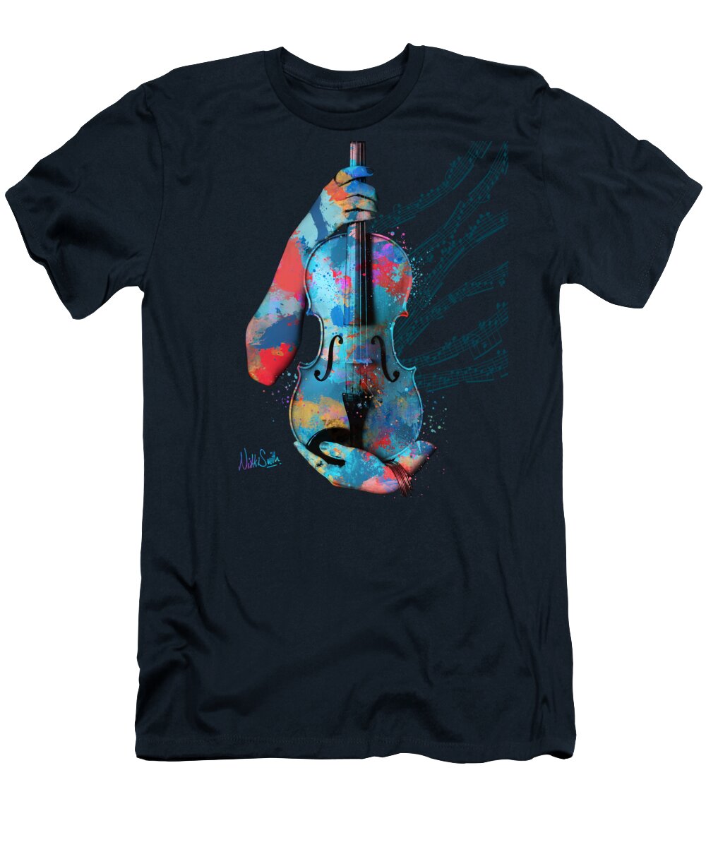 Violin T-Shirt featuring the digital art My Violin Whispers Music in the Night by Nikki Marie Smith