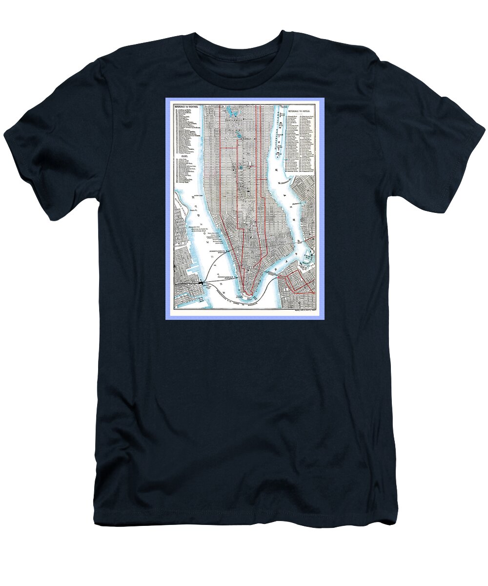 New York T-Shirt featuring the photograph New York City Points of Interest in 1892 by Phil Cardamone